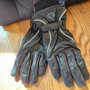 NWT Harley-Davidson Womens Windshielder Gauntlet Leather Gloves, Black - Medium